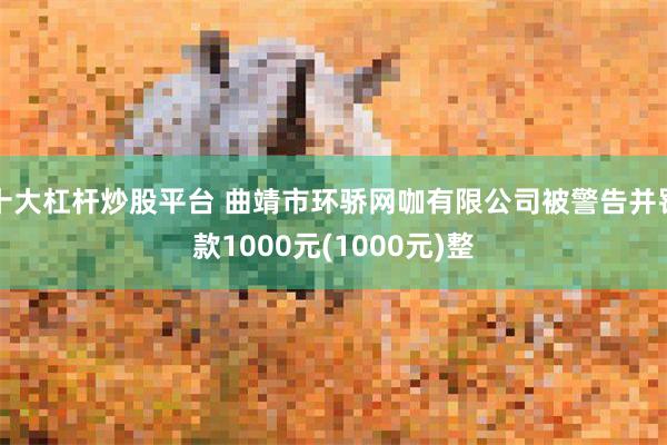 十大杠杆炒股平台 曲靖市环骄网咖有限公司被警告并罚款1000元(1000元)整