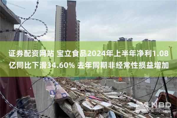 证券配资网站 宝立食品2024年上半年净利1.08亿同比下滑34.60% 去年同期非经常性损益增加